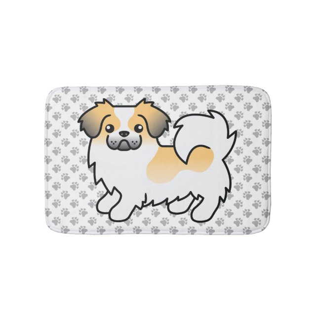 Fawn Sable Parti-Colour Tibetan Spaniel Dog & Paws Bath Mat (Front)