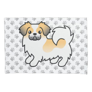 Fawn Sable Parti-Colour Tibetan Spaniel Dog & Paws Pillowcase