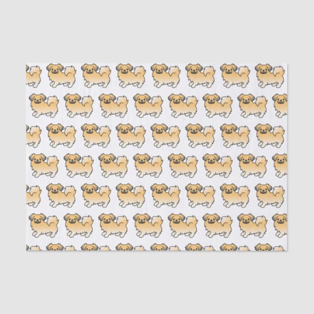 Fawn Sable Tibetan Spaniel Cartoon Dog Pattern Tissue Paper (Front)