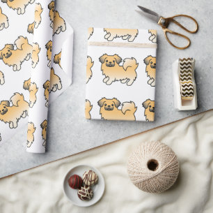 Fawn Sable Tibetan Spaniel Cartoon Dog Pattern Wrapping Paper