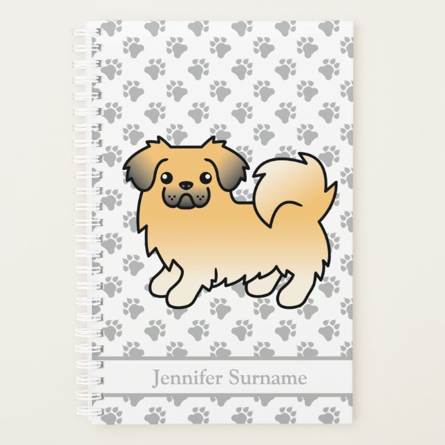 Fawn Sable Tibetan Spaniel Cute Cartoon Dog & Text Planner (Front)