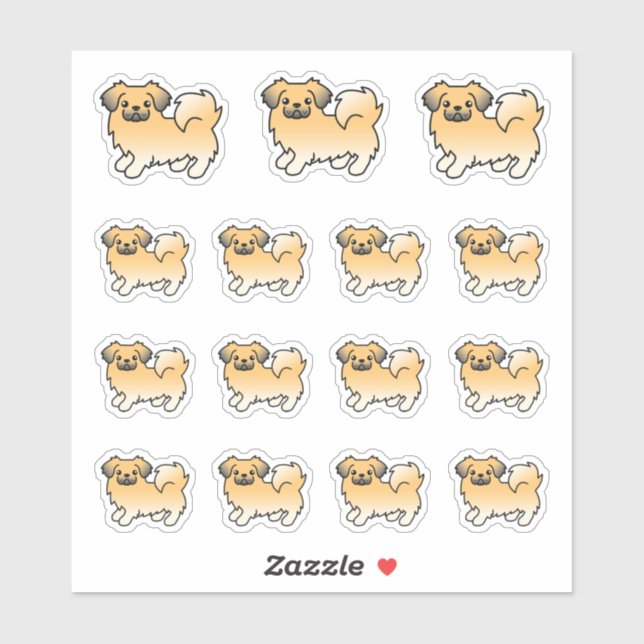 Fawn Sable Tibetan Spaniel Cute Cartoon Dogs (Sheet)