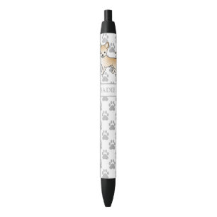 Fawn Smooth Coat Chihuahua Cartoon Dog & Name Black Ink Pen