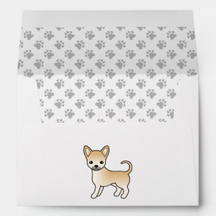 Fawn Smooth Coat Chihuahua Cartoon Dog & Paws Envelope