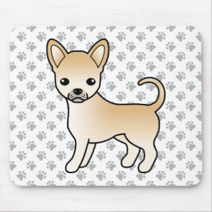 Fawn Smooth Coat Chihuahua Cartoon Dog & Paws Mouse Mat