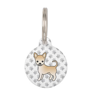 Fawn Smooth Coat Chihuahua Cute Cartoon Dog Pet Tag