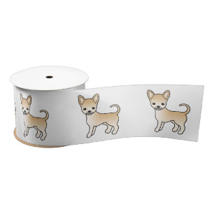 Fawn Smooth Coat Chihuahua Cute Cartoon Dog Satin Ribbon