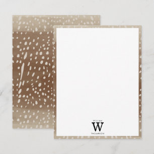 Fawn Spots Baby Deer Animal Print Monogram Card