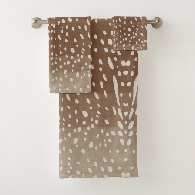 Fawn Spots Baby Deer Animal Print Pattern Bath Towel Set (Insitu)