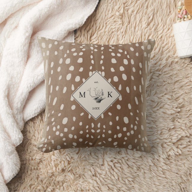 Fawn Spots Baby Deer Animal Print Pattern Monogram Cushion (Blanket)