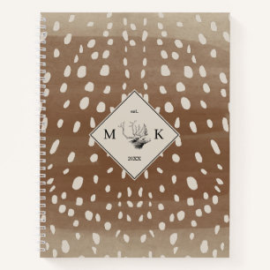 Fawn Spots Baby Deer Animal Print Pattern Monogram Notebook
