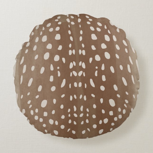 Fawn Spots Baby Deer Animal Print Pattern Round Cushion (Front)