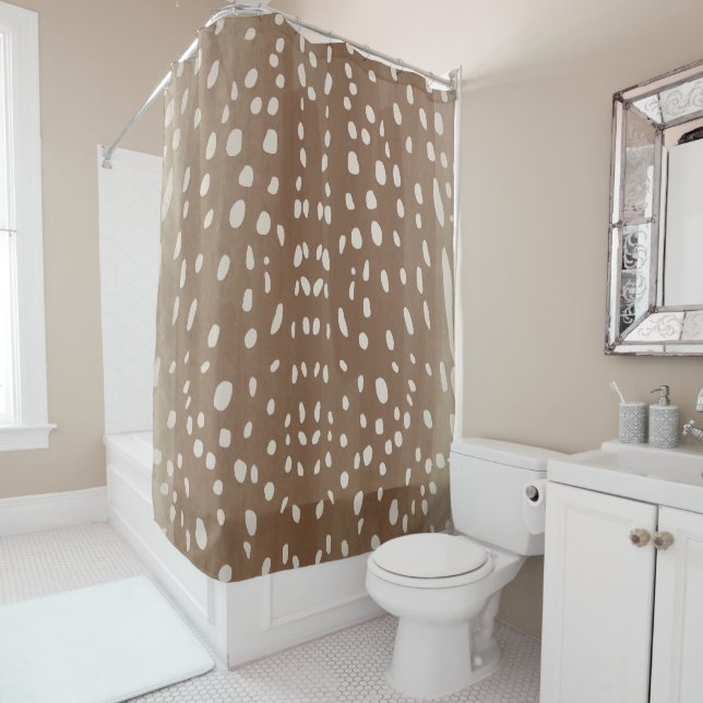 Fawn Spots Baby Deer Animal Print Pattern Shower Curtain (In Situ)