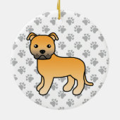 Fawn Staffordshire Bull Terrier Cute Cartoon Dog Ceramic Tree Decoration (Back)