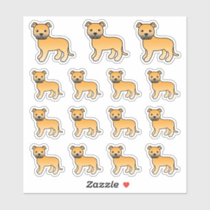 Fawn Staffordshire Bull Terrier Cute Cartoon Dogs