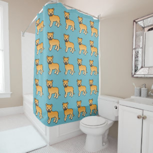 Fawn Staffordshire Bull Terrier Dog Pattern Blue Shower Curtain