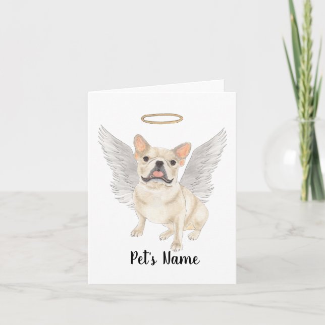 Fawn Tan Cream Frenchie Sympathy Memorial Card (Front)