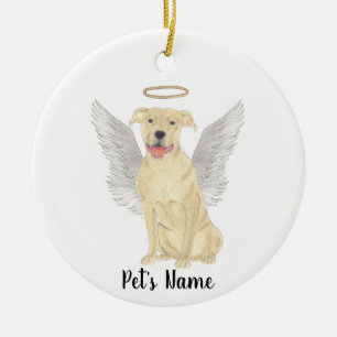 Fawn Tan Pitbull Staffy Sympathy Memorial Ceramic Tree Decoration