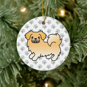 Fawn Tibetan Spaniel Cute Cartoon Dog Ceramic Tree Decoration