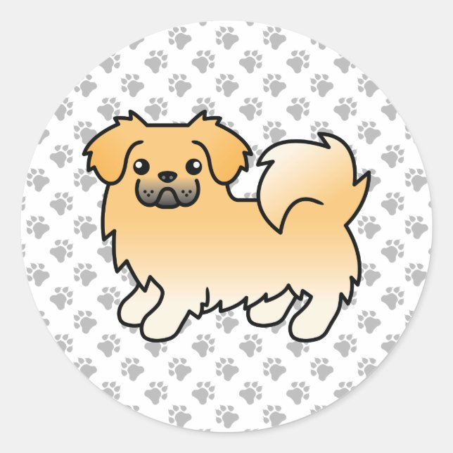 Fawn Tibetan Spaniel Cute Cartoon Dog Classic Round Sticker (Front)
