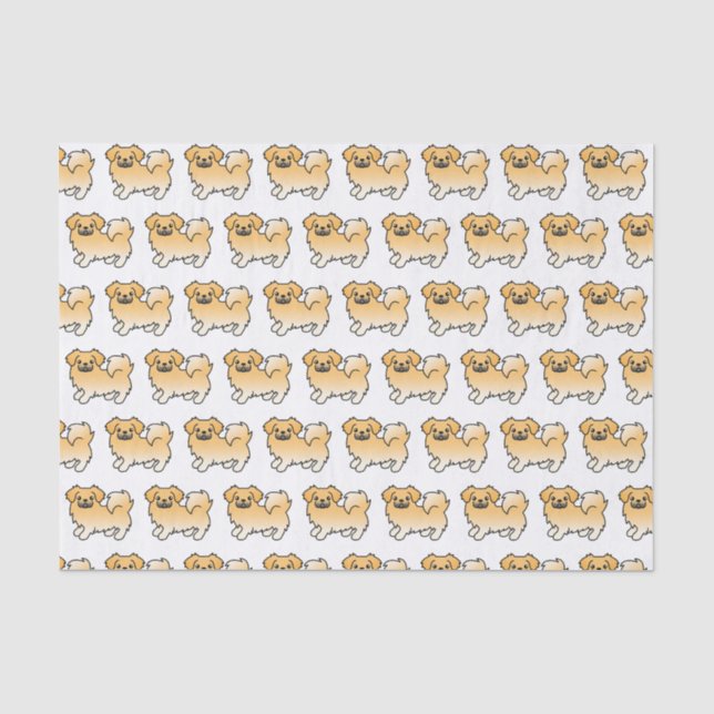 Fawn Tibetan Spaniel Cute Cartoon Dog Pattern Tissue Paper (Front)
