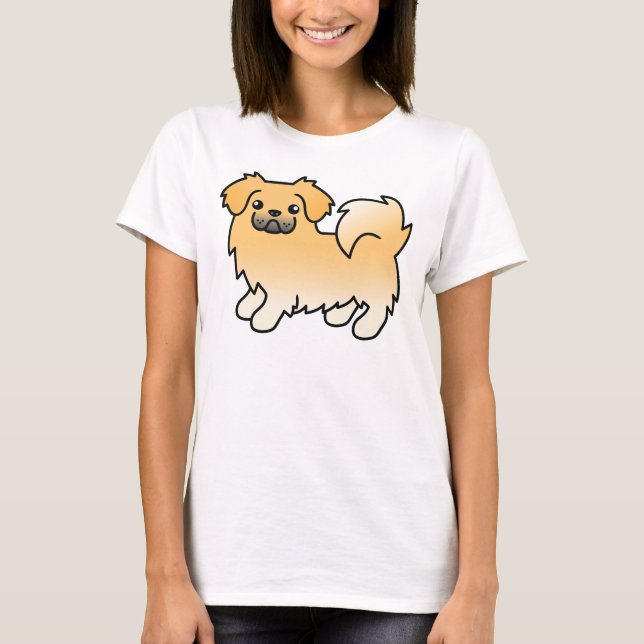 Fawn Tibetan Spaniel Cute Cartoon Dog T-Shirt (Front)