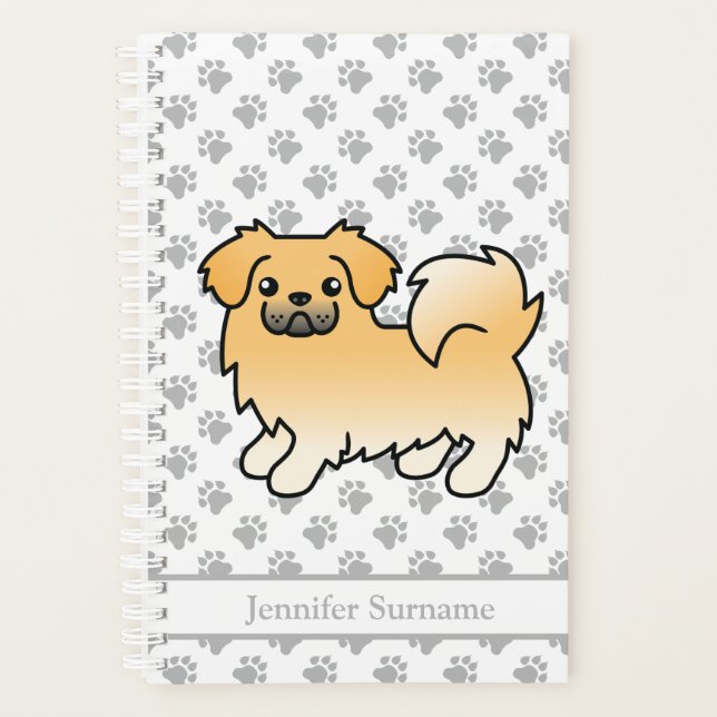 Fawn Tibetan Spaniel Cute Cartoon Dog & Text Planner (Front)