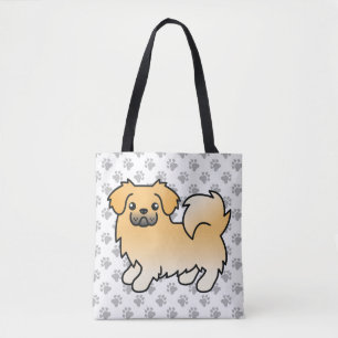 Fawn Tibetan Spaniel Cute Cartoon Dog Tote Bag
