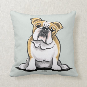 Fawn White Bulldog Sit Pretty Cushion