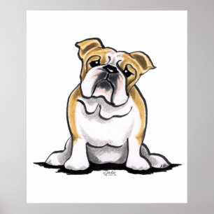 Fawn White Bulldog Sit Pretty Poster