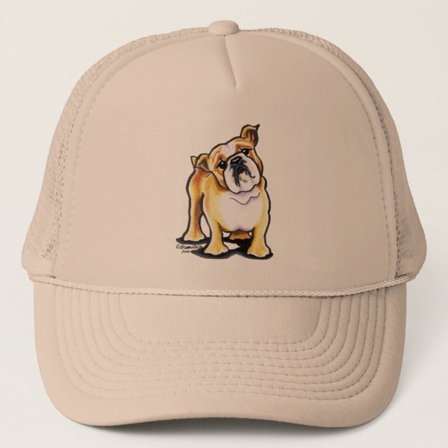 Fawn White English Bulldog Portrait Trucker Hat (Front)