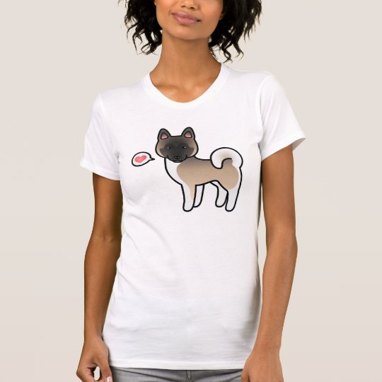 Fawn With Black Mask Akita Dog With A Heart T-Shirt