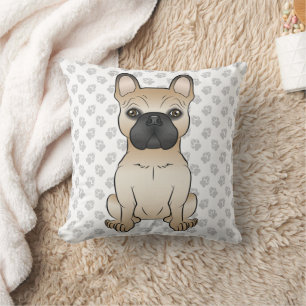 Fawn With Black Mask French Bulldog Dog & Paws Cushion