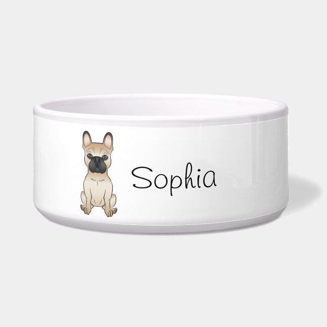 Fawn With Black Mask Frenchie Cartoon Dog & Name (Front)