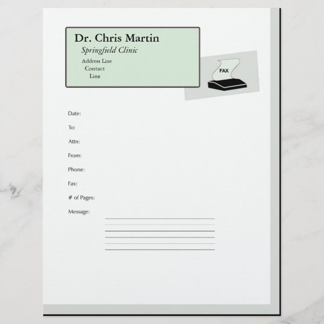 Fax Machine Cover Letter Customisable (Front)