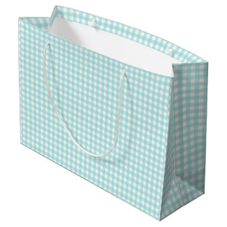 Faye and Lauren Aqua Blue Gingham Paper Large Gift Bag