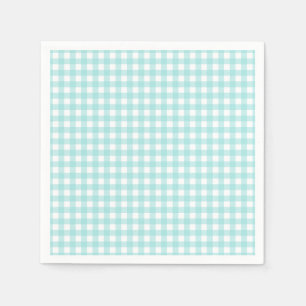 Faye and Lauren Aqua Blue Gingham Paper Napkin