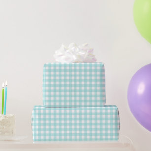 Faye and Lauren Aqua Blue Gingham Wrapping Paper