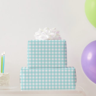 Faye and Lauren Aqua Blue Gingham Wrapping Paper