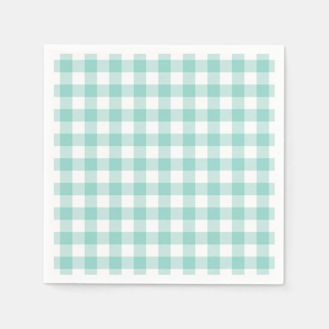 Faye and Lauren Aqua Plaid Napkin (Front)