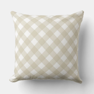 Faye and Lauren Beige Gingham Cushion