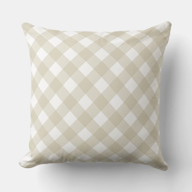 Faye and Lauren Beige Gingham  Cushion (Front)