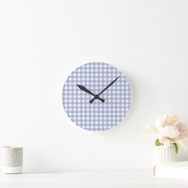 Faye and Lauren Blue Gingham Round Clock (Home)