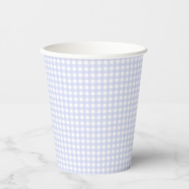 Faye and Lauren Blue Pastel Gingham Paper Cups (Front)