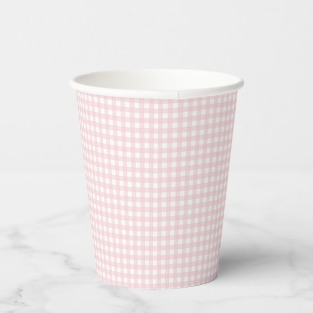 Faye and Lauren Blush Gingham Paper Cups (Right)