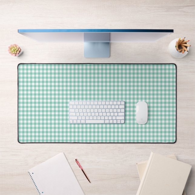 Faye and Lauren Bright Green Gingham Desk Mat (Office 1)