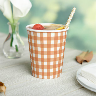 Faye and Lauren Brown Gingham Paper Cups