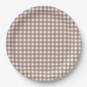 Faye and Lauren Fall Chocolate Brown Gingham Paper Plate