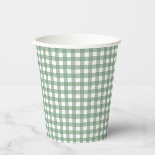 Faye and Lauren Fall Green Gingham Paper Cups