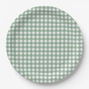 Faye and Lauren Fall Green Gingham Paper Plate